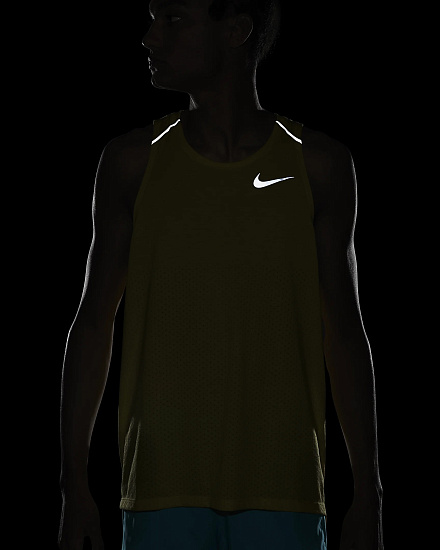 Майка мужская Nike Breath Rise 365 Opti Yellow/Htr/Reflective Silver - Фото 8 большая