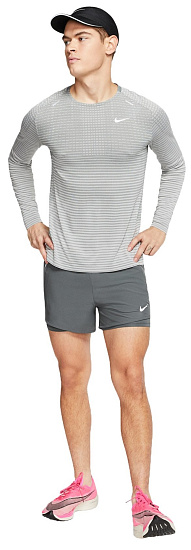 Футболка мужская Nike Techknit Ultra Ls Smoke Grey/Lt Smoke Grey/Reflective Silver - Фото 5 большая