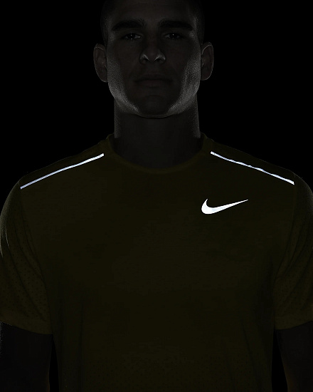 Футболка мужская Nike Breath Rise 365 Ss Opti Yellow/Htr/Reflective Silver - Фото 6 большая