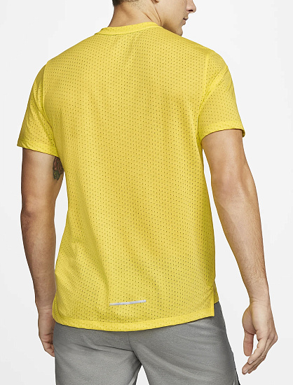 Футболка мужская Nike Breath Rise 365 Ss Opti Yellow/Htr/Reflective Silver - Фото 4 большая