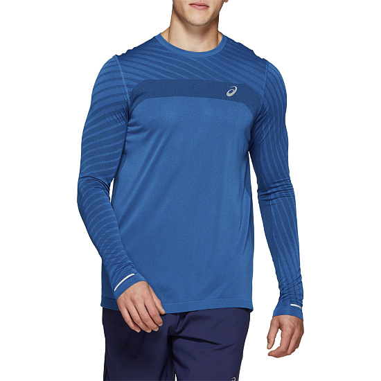 Футболка мужская ASICS Seamless LS Texture Deep Sapphire - Фото 3 большая