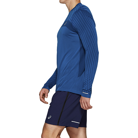 Футболка мужская ASICS Seamless LS Texture Deep Sapphire - Фото 4 большая