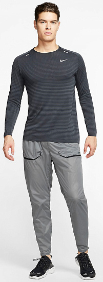 Футболка мужская Nike Techknit Ultra LS Black/Dk Smoke Grey/Reflective Silv - Фото 2 большая