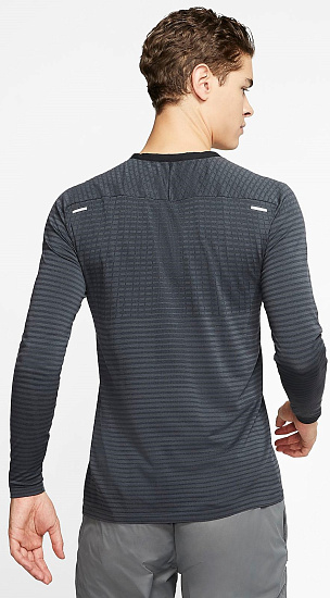 Футболка мужская Nike Techknit Ultra LS Black/Dk Smoke Grey/Reflective Silv - Фото 3 большая