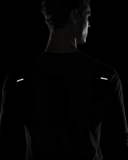 Футболка мужская Nike Techknit Ultra LS Black/Dk Smoke Grey/Reflective Silv - Фото 4 большая
