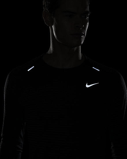 Футболка мужская Nike Techknit Ultra LS Black/Dk Smoke Grey/Reflective Silv - Фото 5 большая