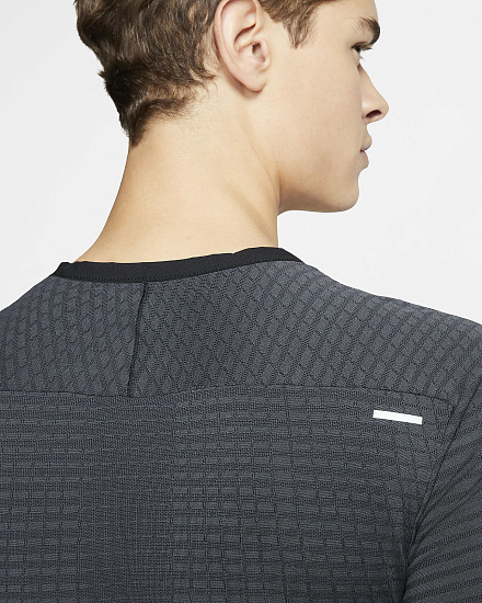 Футболка мужская Nike Techknit Ultra LS Black/Dk Smoke Grey/Reflective Silv - Фото 6 большая