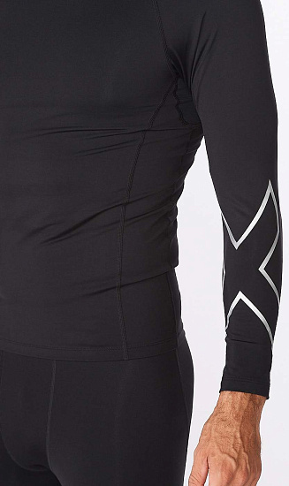 Лонгслив мужской 2XU Ignition Compression L/S Black/Silver - Фото 6 большая
