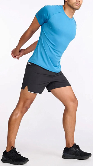 Футболка мужская 2XU Aero Lake Blue/Black Reflective - Фото 4 большая