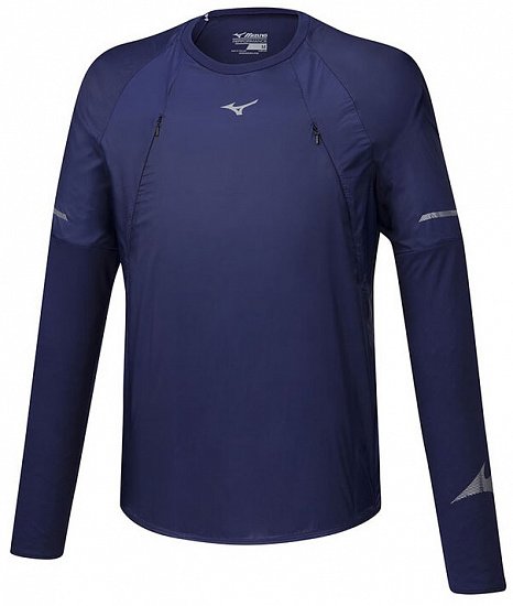 Футболка мужская Mizuno Hineri Hybrid LS Т.Син - Фото 1 большая