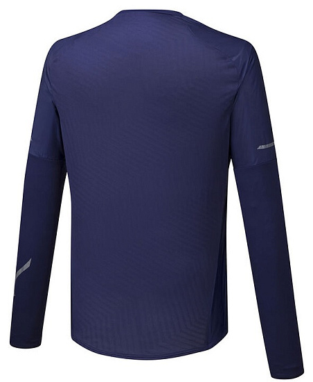 Футболка мужская Mizuno Hineri Hybrid LS Т.Син - Фото 2 большая