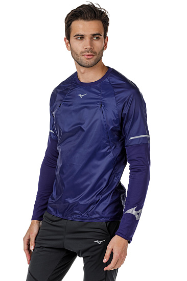 Футболка мужская Mizuno Hineri Hybrid LS Т.Син - Фото 7 большая