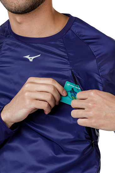 Футболка мужская Mizuno Hineri Hybrid LS Т.Син - Фото 3 большая