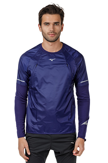 Футболка мужская Mizuno Hineri Hybrid LS Т.Син - Фото 4 большая