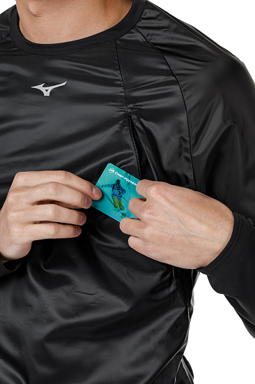 Футболка мужская Mizuno Hineri Hybrid LS Чер - Фото 4 большая