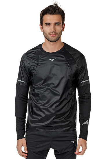 Футболка мужская Mizuno Hineri Hybrid LS Чер - Фото 5 большая