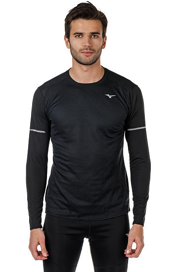 Футболка мужская Mizuno BT Mesh LS Чер - Фото 4 большая