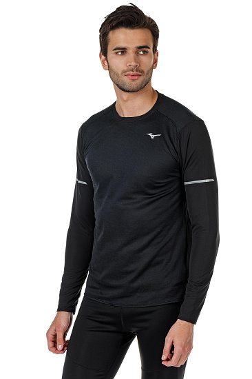Футболка мужская Mizuno BT Mesh LS Чер - Фото 5 большая