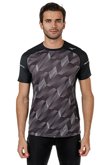 Футболка мужская Mizuno Aero Чер/Бел - Фото 5 большая