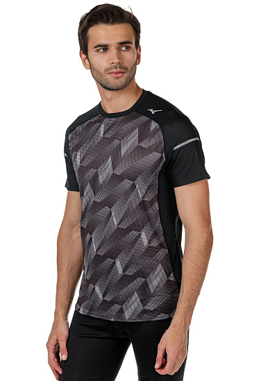 Футболка мужская Mizuno Aero Чер/Бел - Фото 6 большая