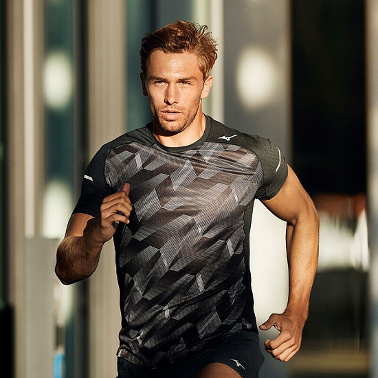 Футболка мужская Mizuno Aero Чер/Бел - Фото 3 большая
