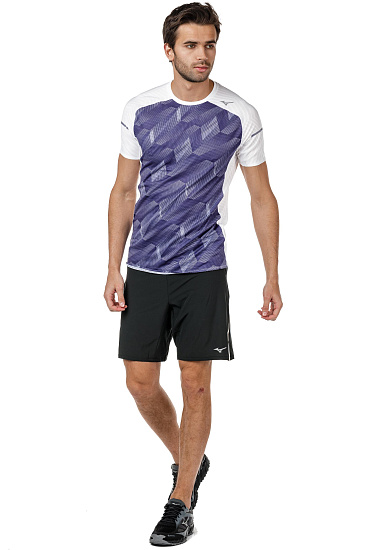 Футболка мужская Mizuno Aero Бел/Т.Син - Фото 4 большая