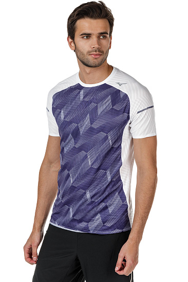 Футболка мужская Mizuno Aero Бел/Т.Син - Фото 6 большая