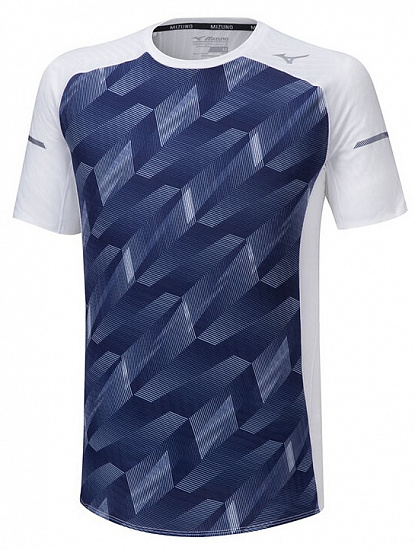 Футболка мужская Mizuno Aero Бел/Т.Син - Фото 1 большая
