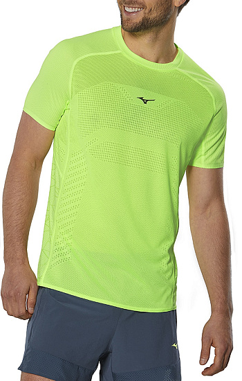 Футболка мужская Mizuno Aero нео. лайм - Фото 3 большая