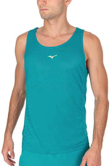 Майка мужская Mizuno Aero синий/зеленый - Фото 2 большая