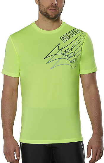 Футболка мужская Mizuno Core Graphic нео. лайм - Фото 3 большая