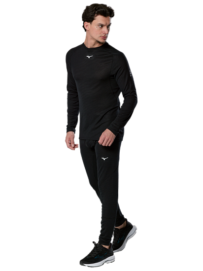 Лонгслив мужской Mizuno Prem Merino Wool Crew Neck Black - Фото 5 большая