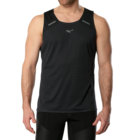 Майка мужская Mizuno Tech Light Singlet Black - Фото 3 большая