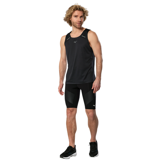 Майка мужская Mizuno Tech Light Singlet Black - Фото 5 большая