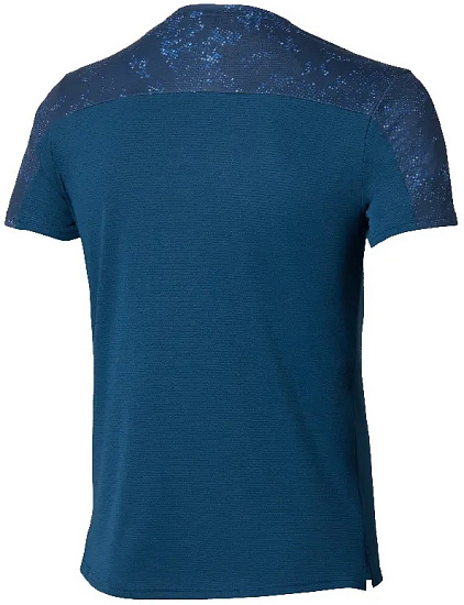 Футболка мужская Mizuno Active Dryaeroflow Graphic Estate Blue - Фото 2 большая