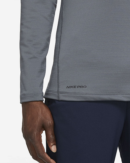 Футболка мужская Nike Pro Warm Iron Grey/Black - Фото 6 большая