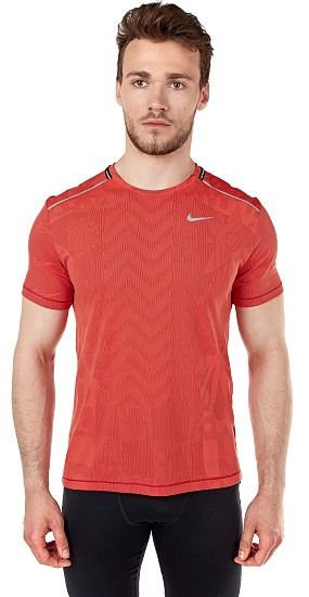 Футболка мужская Nike Wild Run Tech Knit Top SS Burgundy Ash/Noble Red/Reflective Silv - Фото 2 большая