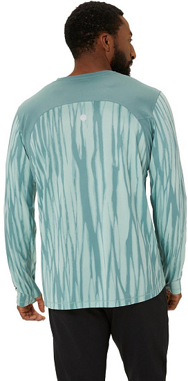 Лонгслив мужской ASICS Aop Road Top Saxon Green/Light Ube - Фото 2 большая