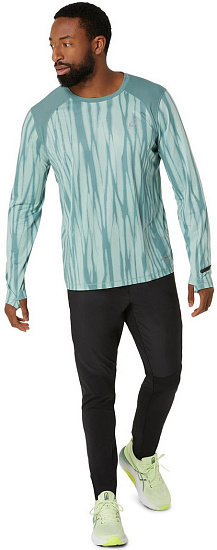 Лонгслив мужской ASICS Aop Road Top Saxon Green/Light Ube - Фото 5 большая