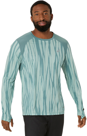 Лонгслив мужской ASICS Aop Road Top Saxon Green/Light Ube - Фото 1 большая