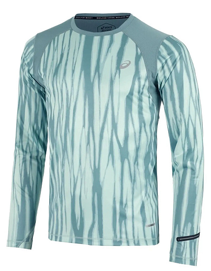 Лонгслив мужской ASICS Aop Road Top Saxon Green/Light Ube - Фото 1 большая