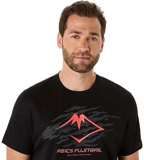 Футболка мужская ASICS Fujitrail Logo Top Performance Black/Carbon/Coral Reef - Фото 4 большая