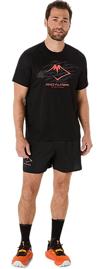 Футболка мужская ASICS Fujitrail Logo Top Performance Black/Carbon/Coral Reef - Фото 6 большая