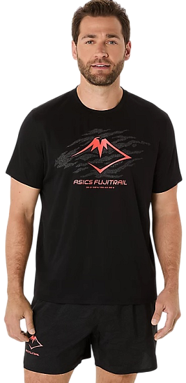 Футболка мужская ASICS Fujitrail Logo Top Performance Black/Carbon/Coral Reef - Фото 1 большая