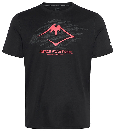 Футболка мужская ASICS Fujitrail Logo Top Performance Black/Carbon/Coral Reef - Фото 1 большая