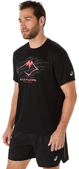 Футболка мужская ASICS Fujitrail Logo Top Performance Black/Carbon/Coral Reef - Фото 5 большая
