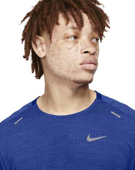 Футболка мужская Nike Dri-FIT ADV Techknit Ultra Obsidian/Game Royal - Фото 5 большая