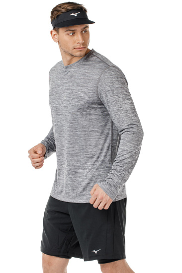 Футболка мужская Mizuno Impulse Core LS Т.Сер - Фото 3 большая