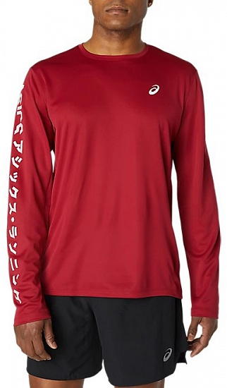 Футболка мужская ASICS Katakana LS Burgundy - Фото 1 большая