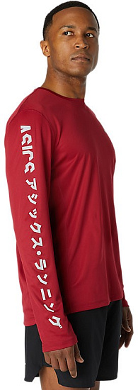 Футболка мужская ASICS Katakana LS Burgundy - Фото 3 большая